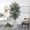 7.5ft. Golden Cane Palm Artificial Tree in White Tower Planter
